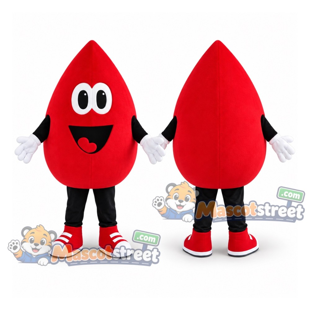 Red Blood Drop Mascot Costume Red Blood Drop Mascot Costume