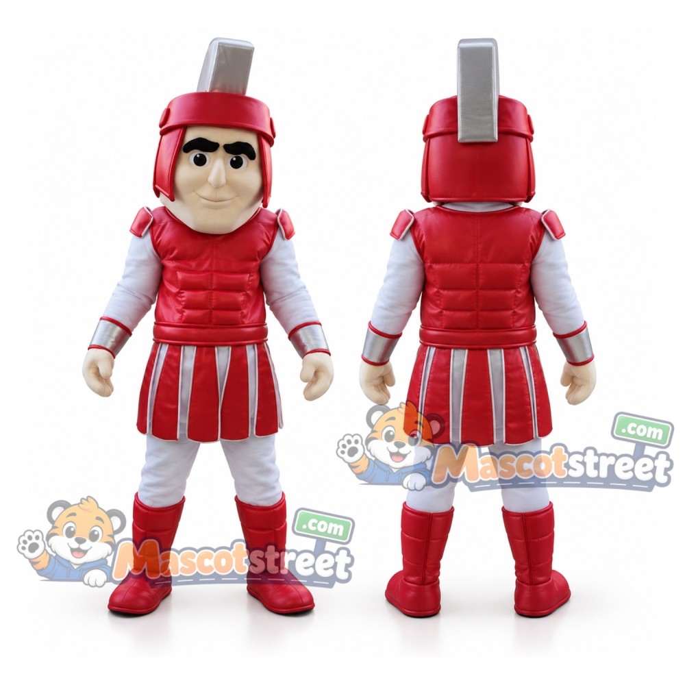 Knight Mascot Costume with Red Armor and Helmet Knight Mascot Costume with Red Armor and Helmet