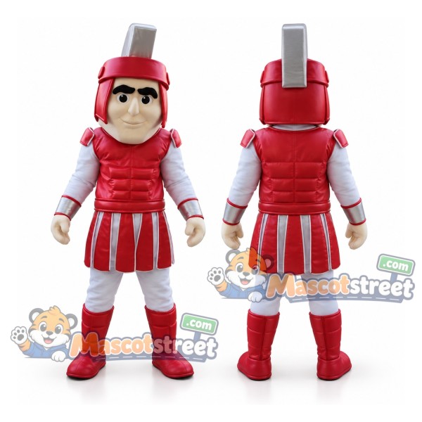 Knight Mascot Costume with Red Armor and Helmet