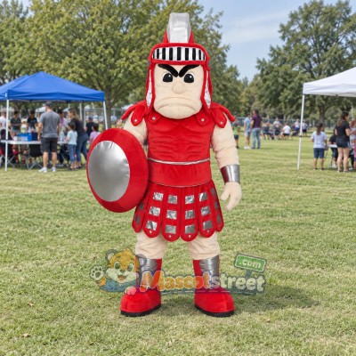 Knight Mascot Costume with Red Armor and Helmet Knight Mascot Costume with Red Armor and Helmet