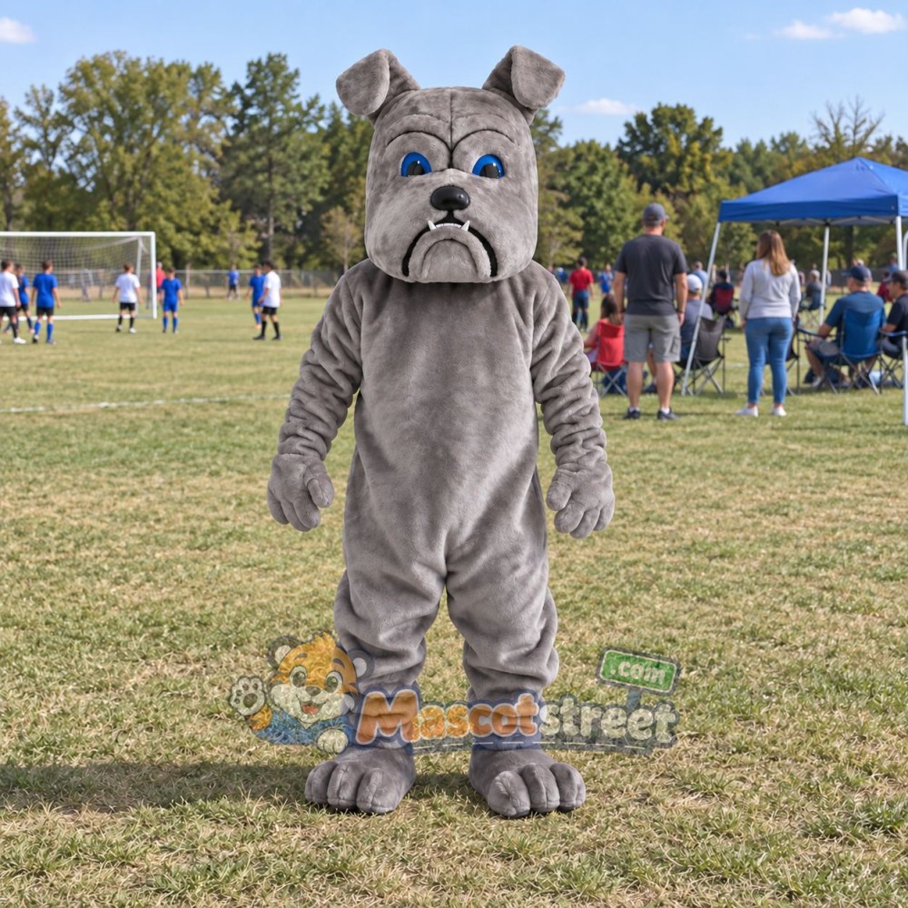 Gray Bulldog Mascot Costume