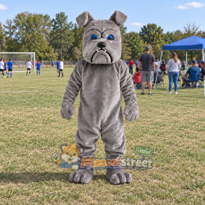 Gray Bulldog Mascot Costume