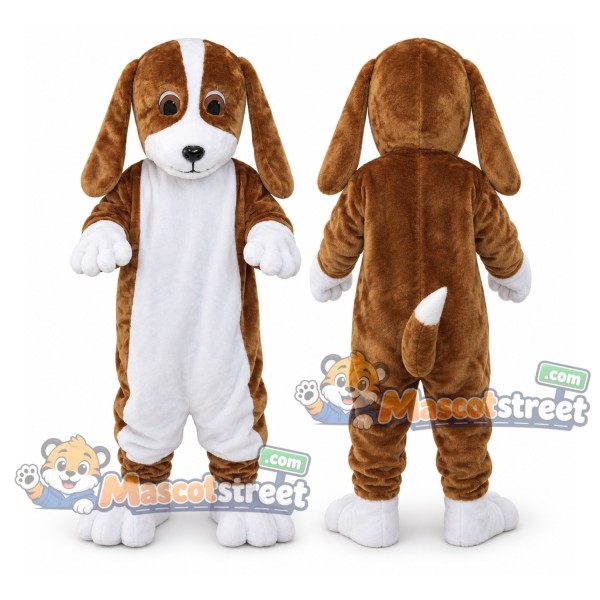 Brown and White Beagle Mascot Costume