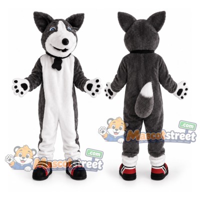 Gray Husky Mascot Costume