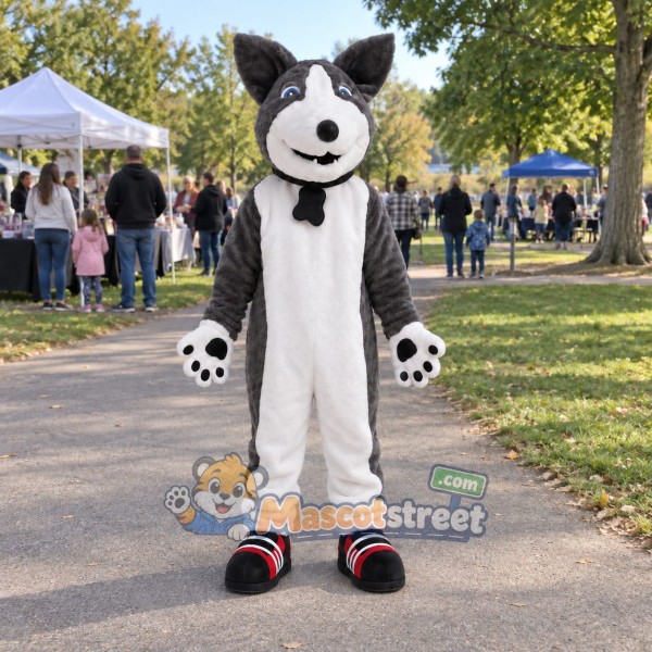 Gray Husky Mascot Costume