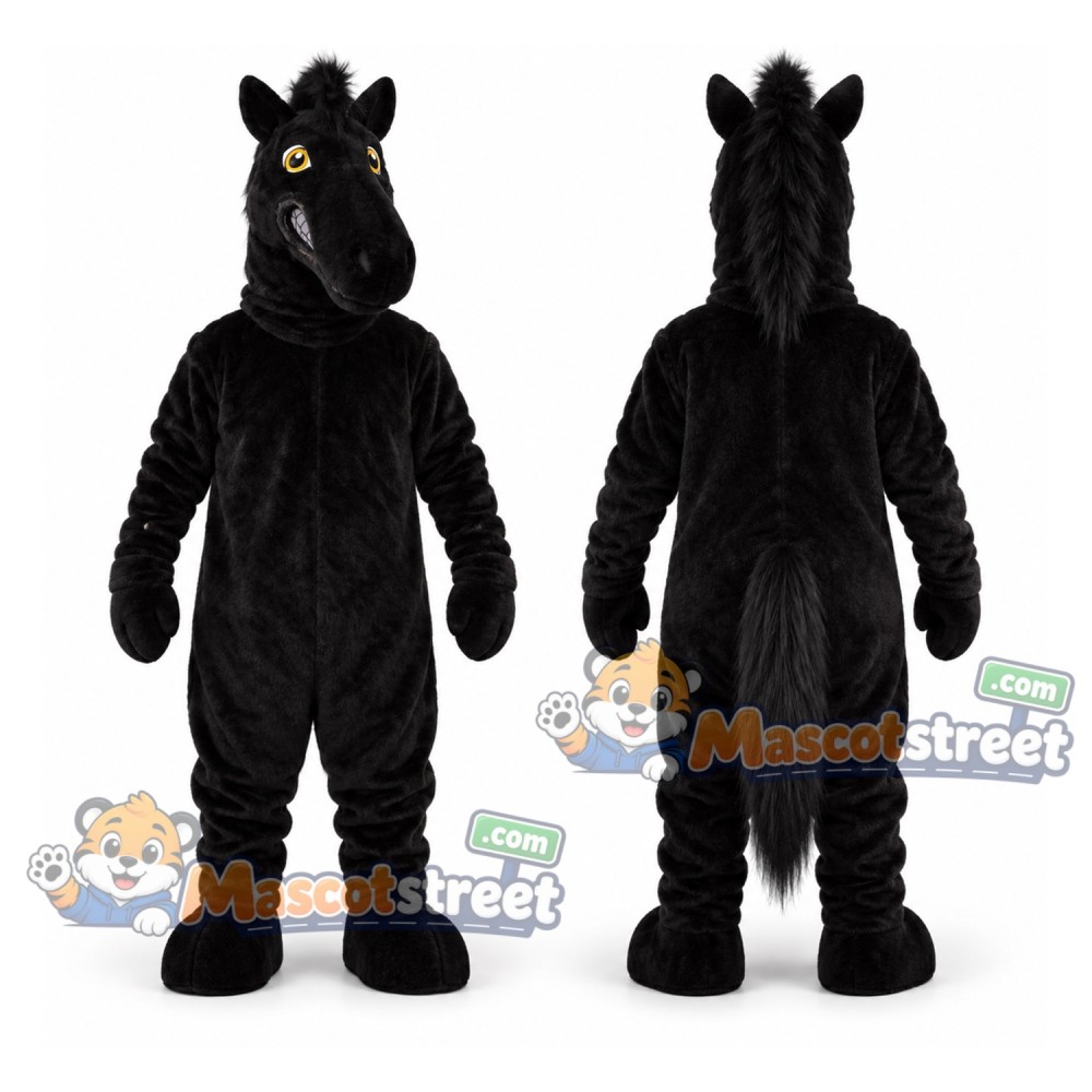 Black Horse Mascot Costume Black Horse Mascot Costume