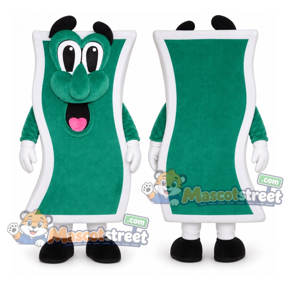 Green Banknote Mascot Costume Green Banknote Mascot Costume