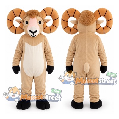 Tan Ram Mascot Costume Tan Ram Mascot Costume
