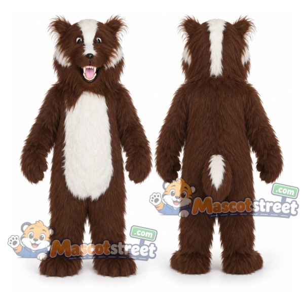 Brown and White Badger Mascot Costume