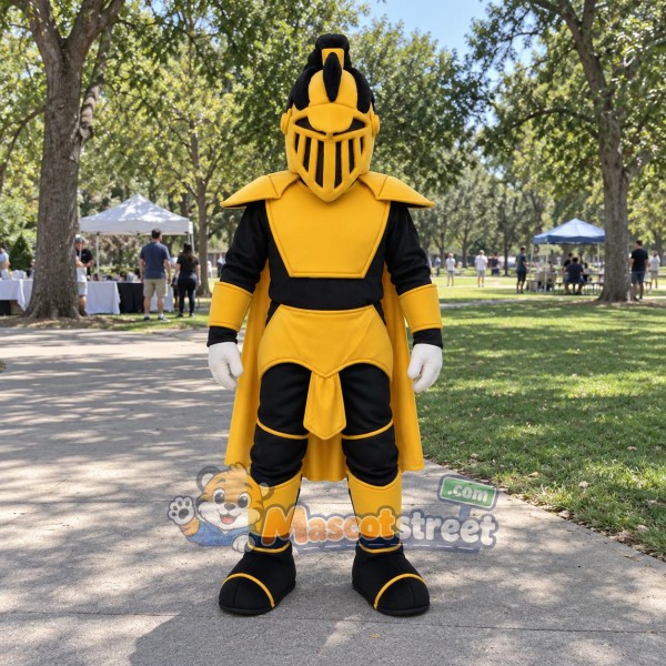 Knight Mascot Costume with Yellow Armor and Yellow Cape Knight Mascot Costume with Yellow Armor and Yellow Cape