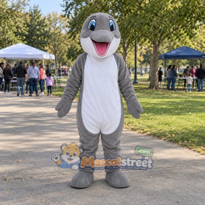 Gray Dolphin Mascot Costume Gray Dolphin Mascot Costume