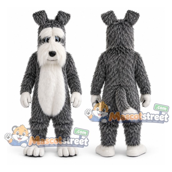 Gray Dog Mascot Costume