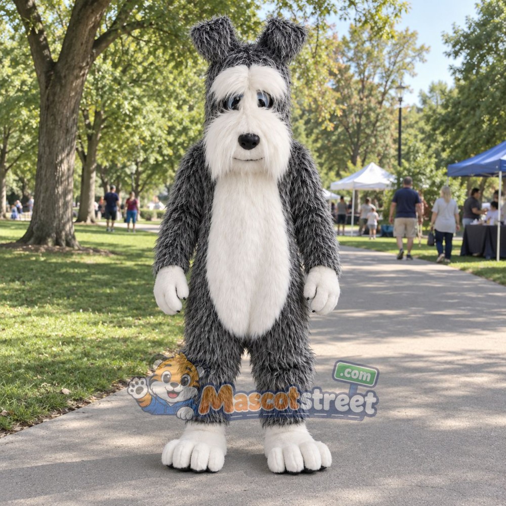 Gray Dog Mascot Costume