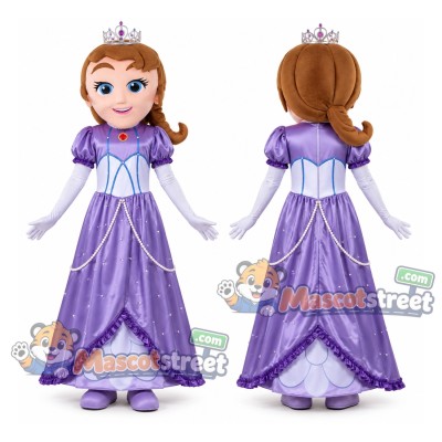 Princess Mascot Costume with Purple Gown and Crown Princess Mascot Costume with Purple Gown and Crown