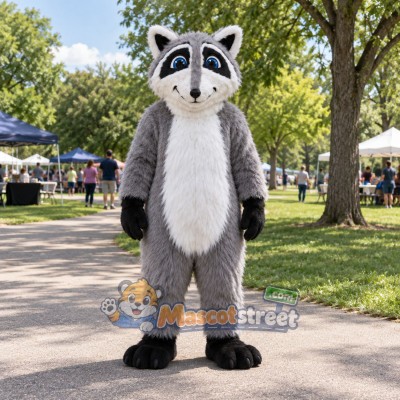 Gray Raccoon Mascot Costume Gray Raccoon Mascot Costume