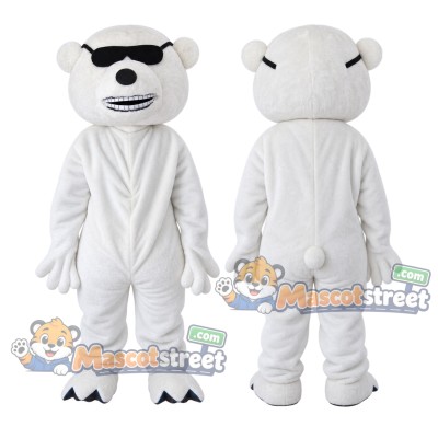 White Polar Bear Mascot Costume with Sunglasses