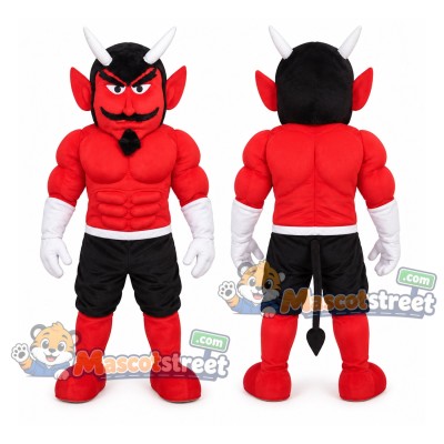 Red Devil Mascot Costume with Black Shorts