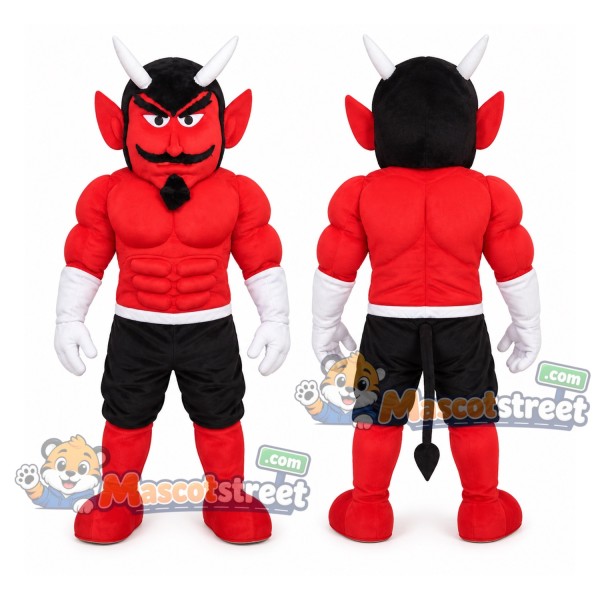 Red Devil Mascot Costume with Black Shorts