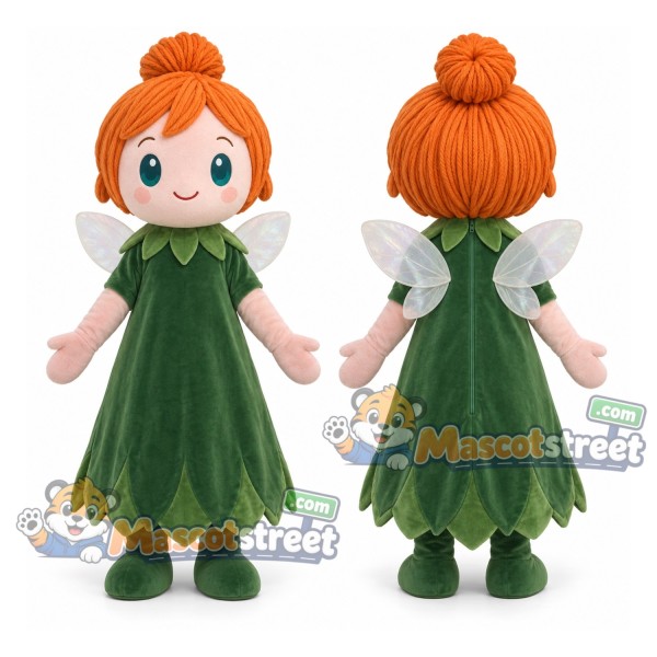 Fairy Mascot Costume with Green Dress and Wings