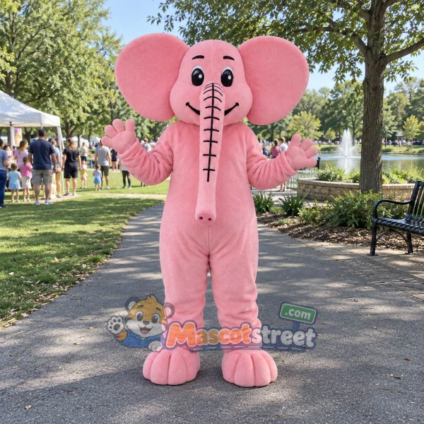 Pink Elephant Mascot Costume