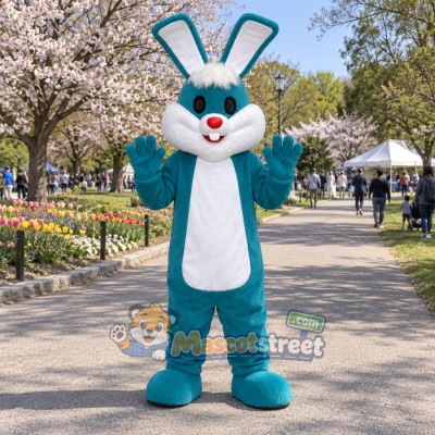 Teal Rabbit Mascot Costume