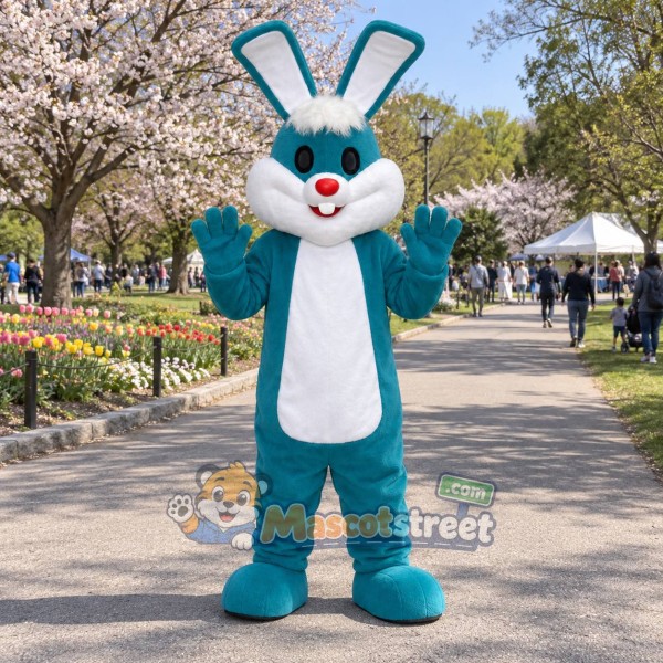 Teal Rabbit Mascot Costume