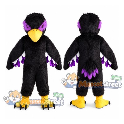 Black and Purple Bird Mascot Costume Black and Purple Bird Mascot Costume