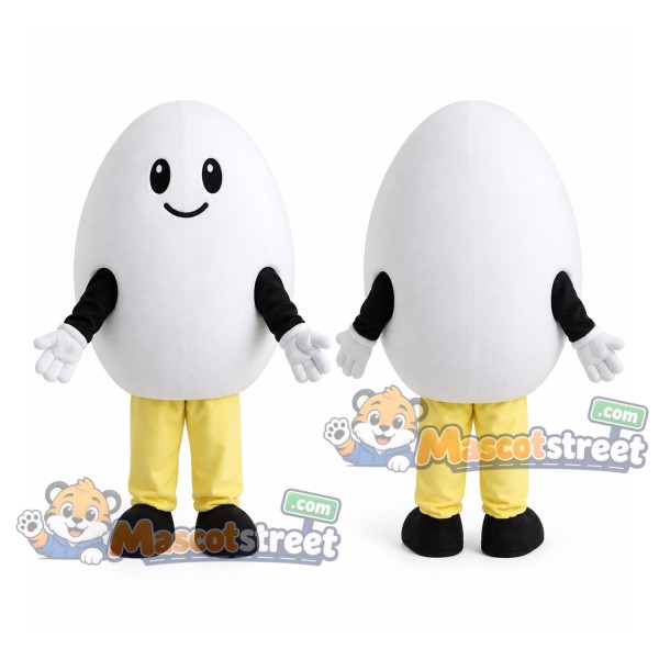 White Egg Mascot Costume with Yellow Trousers