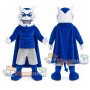 Blue Devil Mascot Costume with Blue Cape and White Shorts