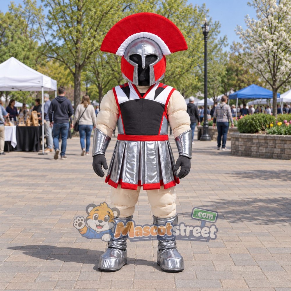 Knight Mascot Costume with Silver Armor and Red Plume Knight Mascot Costume with Silver Armor and Red Plume