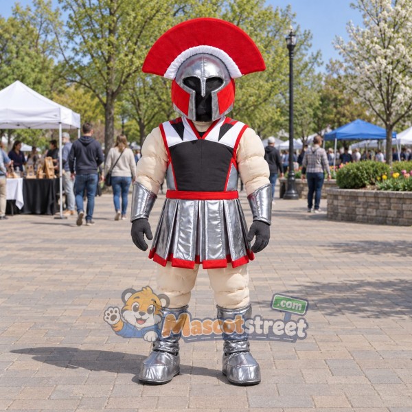 Knight Mascot Costume with Silver Armor and Red Plume Knight Mascot Costume with Silver Armor and Red Plume
