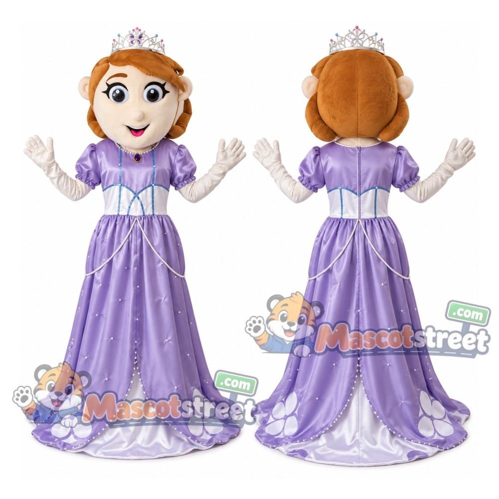 Princess Mascot Costume with Purple Gown and Crown Princess Mascot Costume with Purple Gown and Crown
