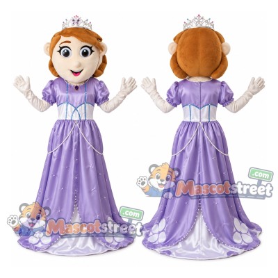 Princess Mascot Costume with Purple Gown and Crown Princess Mascot Costume with Purple Gown and Crown
