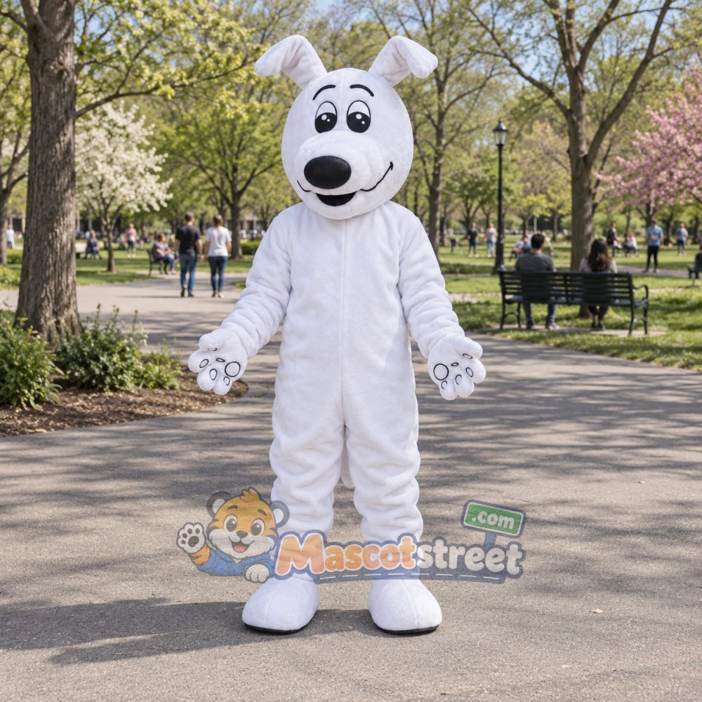 White Dog Mascot Costume White Dog Mascot Costume