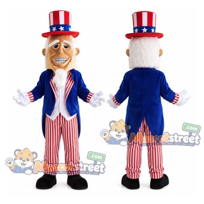 Uncle Sam Mascot Costume with Blue Coat, Striped Trousers and Top Hat Uncle Sam Mascot Costume with Blue Coat, Striped Trousers and Top Hat