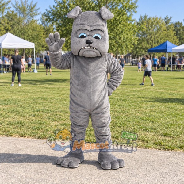 Gray Bulldog Mascot Costume