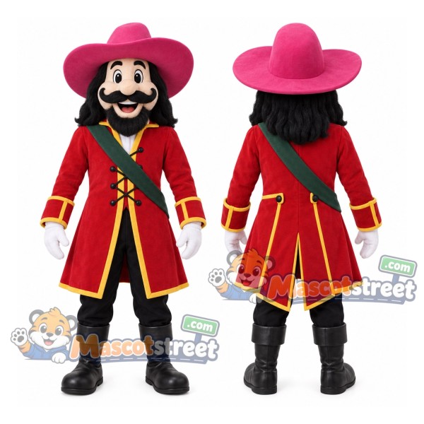 Pirate Mascot Costume with Red Coat and Pink Hat