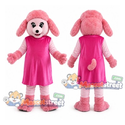 Pink Dog Mascot Costume with Pink Dress Pink Dog Mascot Costume with Pink Dress