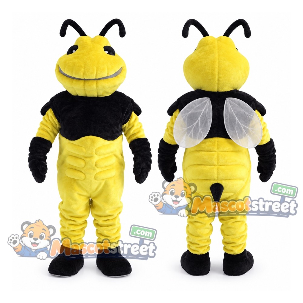 Yellow Bee Mascot Costume with Black Shirt