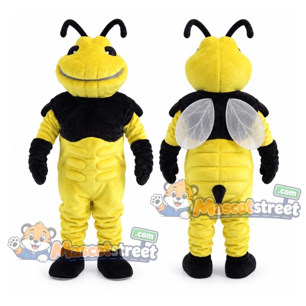 Yellow Bee Mascot Costume with Black Shirt
