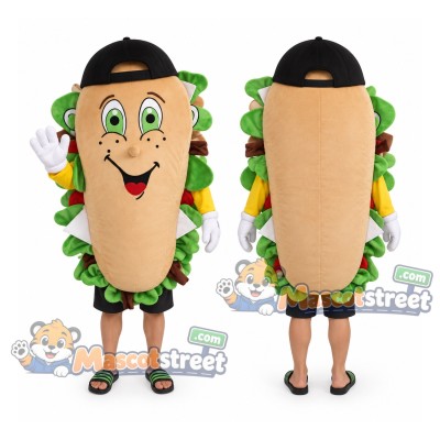 Sub Sandwich Mascot Costume with Black Cap Sub Sandwich Mascot Costume with Black Cap