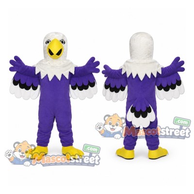 Purple and White Eagle Mascot Costume
