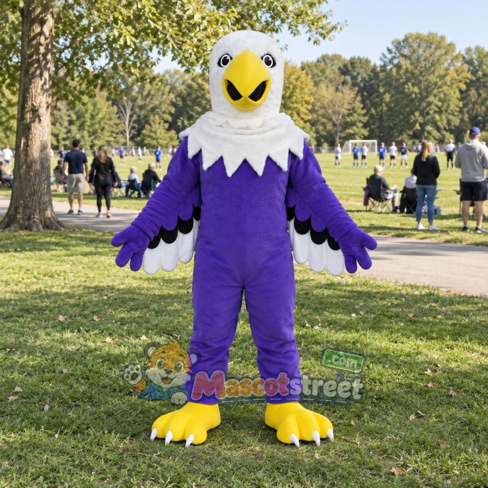 Purple and White Eagle Mascot Costume Purple and White Eagle Mascot Costume