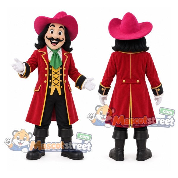 Pirate Mascot Costume with Red Coat and Pink Hat