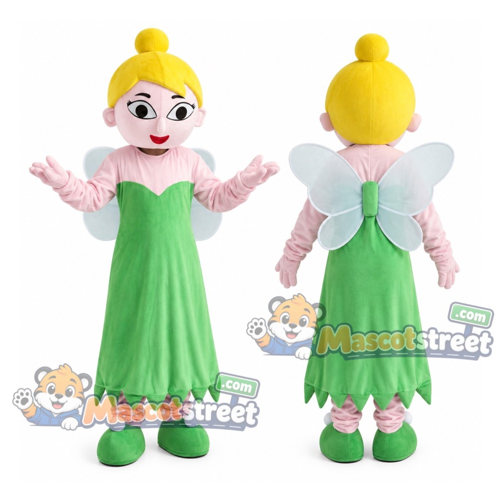Fairy Mascot Costume with Green Dress and Wings Fairy Mascot Costume with Green Dress and Wings
