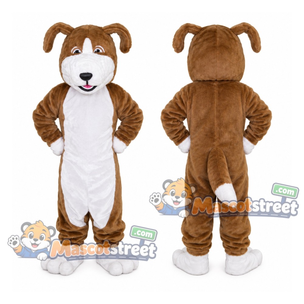 Brown and White Dog Mascot Costume