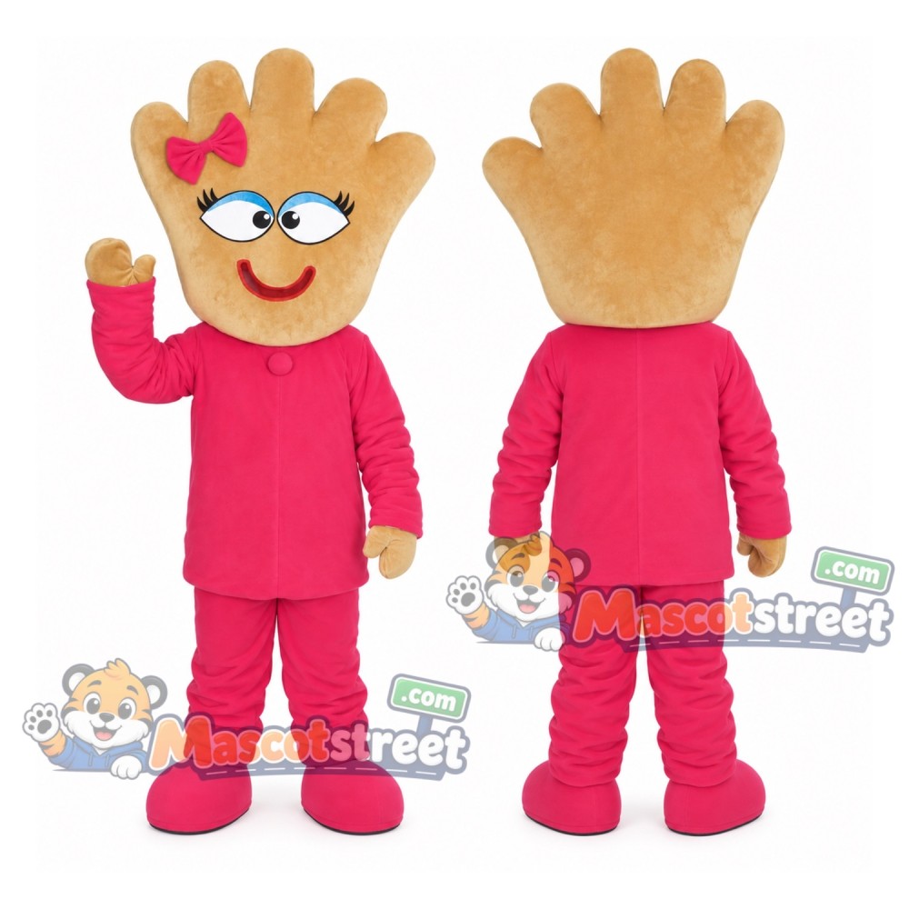 Hand Mascot Costume with Pink Suit