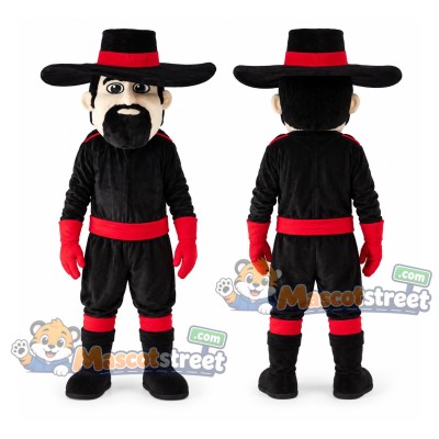Pirate Mascot Costume with Black Outfit and Black Hat Pirate Mascot Costume with Black Outfit and Black Hat