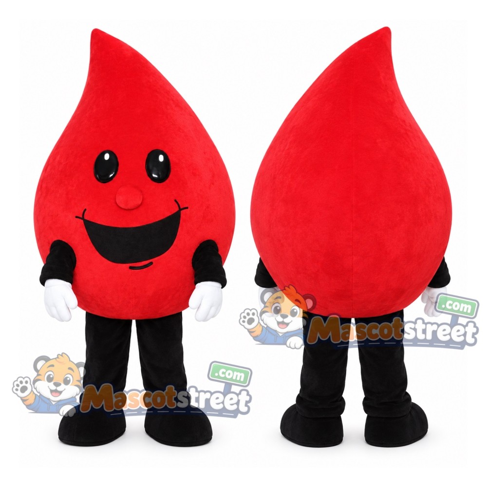 Red Blood Drop Mascot Costume Red Blood Drop Mascot Costume