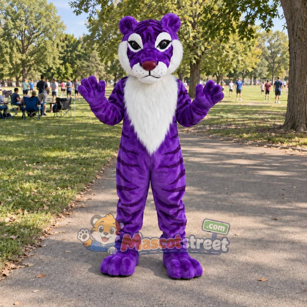 Purple Tiger Mascot Costume